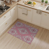 Pink Pink Ornate Damask Floral Area Rug