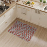 Vibrant Orange White Grid Geometric Rug