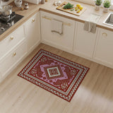 Vibrant Red Pink Geometric Tribal Area Rug