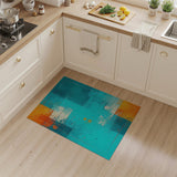 Geometric Modern Multi-color and Patterns Teal Orange Geometric Abstract Area Rug
