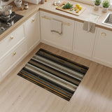 Distressed Vintage Brown Tan Striped Area Rug