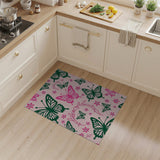 Playful Pink Butterfly Flower Area Rug