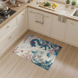 Blue Dragon Cherry Blossom Washable Area Rug