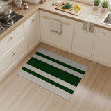 Deep Green and Ivory Vertical Striped Area Rug