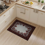 Ornate Red Leaf Vine Border Area Rug