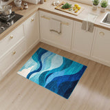 Blue Teal Ocean Wave Coastal Area Rug