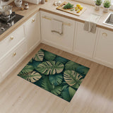 Boho Chic Lush Variegated Monstera Leaf Green Area Rug