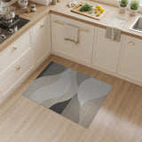 Modern Abstract Wavy Grey Beige Area Rug
