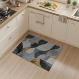 Abstract Grey Gold Geometric Area Rug