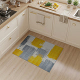 Brushstroke Yellow Grey Geometric Area Rug