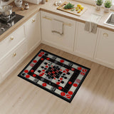Retro Pixel Geometric Red Area Rug