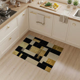 ODIKA Washable Abstract Geometric Rug - Black & Gold Modern Low Pile Area Rug