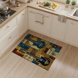 Electric Guitars Music Notes Geometric Rug