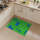 Blue Block Geometric Textured Green Area Rug