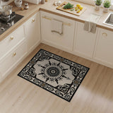 ODIKA Washable Traditional Medallion Area Rug - Low Pile Non-Slip Vintage Cream/Black Carpet