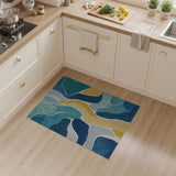 Abstract Area Fluid Blue Teal Abstract Area Rug