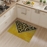 Yellow Leopard Print Shag Rug with Fringe
