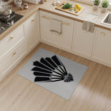 Black White Art Deco Fan Geometric Area Rug