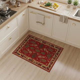 Red Traditional Persian Rug with Ornate Floral Border