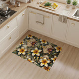Yellow Floral Vintage Washable Area Rug