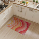Multi-color and Patterns Wavy Sunset Abstract Area Rug