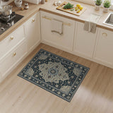 Navy Persian Floral Medallion Blue and Teal Area Rug