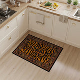 Orange Tiger Stripe Area Rug with Ornate Floral Border