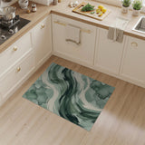 Abstract Green Watercolor Wave Area Rug