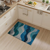 Teal Blue Wave Abstract Area Rug