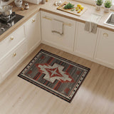 Grey Red Southwestern Tribal Area Rug