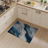 Indigo Blue Gold Vein Abstract Area Rug