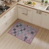 Pink Teal Gray Patchwork Geometric Area Rug