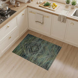 Heritage Tribal Blue and Teal Teal Geometric Heritage Tribal Area Rug