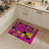 Geometric Modern Vibrant Pink Yellow Geometric Patchwork Rug