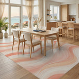 Orange Flowing Wave Abstract Area Rug