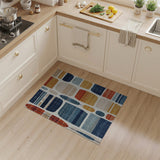 Bold Abstract Geometric Area Rug in Blues and Oranges
