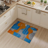 Abstract Geometric Orange Blue Grey Area Rug
