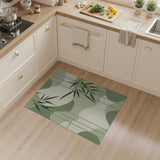 ODIKA Sage Green Bamboo Leaf Washable Rug - Low Pile Abstract Modern Non-Slip Area Rug