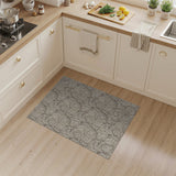 Beige Swirling Floral Line Art Area Rug
