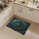 Ornate Teal Mandala Persian Traditional Persian Area Rug