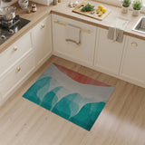 Teal Aqua Wave Abstract Area Rug