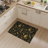 Opulent Black Gold Lotus Floral Area Rug