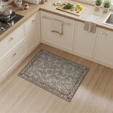 Cream Floral Scroll Rug with Ornate Vine Border