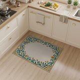 Ornate Green Vine Golden Bird Floral Rug