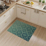 Teal Interwoven Geometric Area Rug