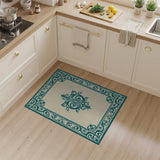 Teal Ornate Scrollwork Area Rug