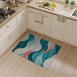 Teal Wave Coastal Blue and Teal Area Rug
