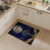 Moonlit Silver Trees Navy Boho Area Rug