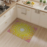 Vibrant Pink Golden Mandala Area Rug