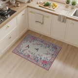 Pink Peony Bluebird Floral Area Rug